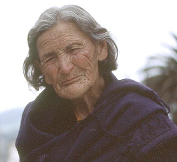 Closeup of an elderly women in Otavalo, 1984